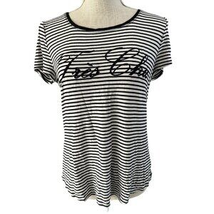 White House Black Market "Très Chic" Striped T-Shirt S Women Cotton Blend